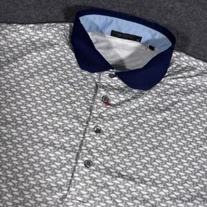 Greyson Polo Shirt Men's XL Gray Geometric Umbrella Golf Stretch Performance